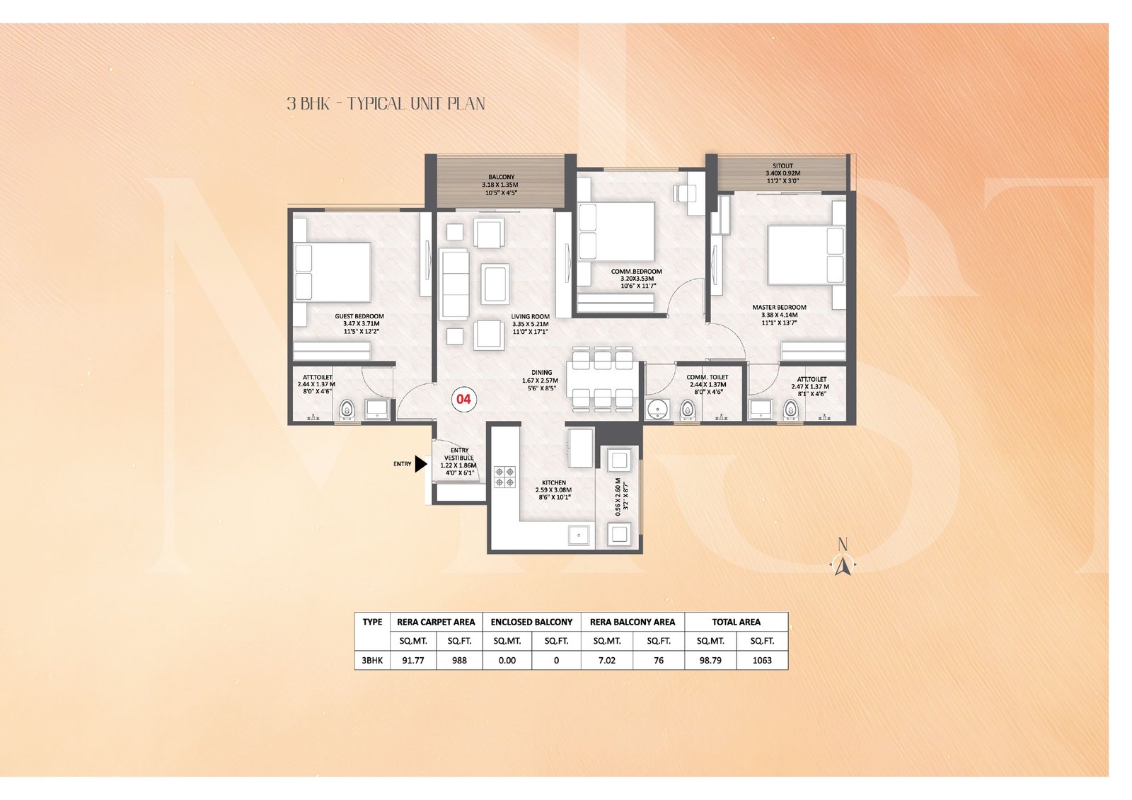 3 BHK Floor Plan